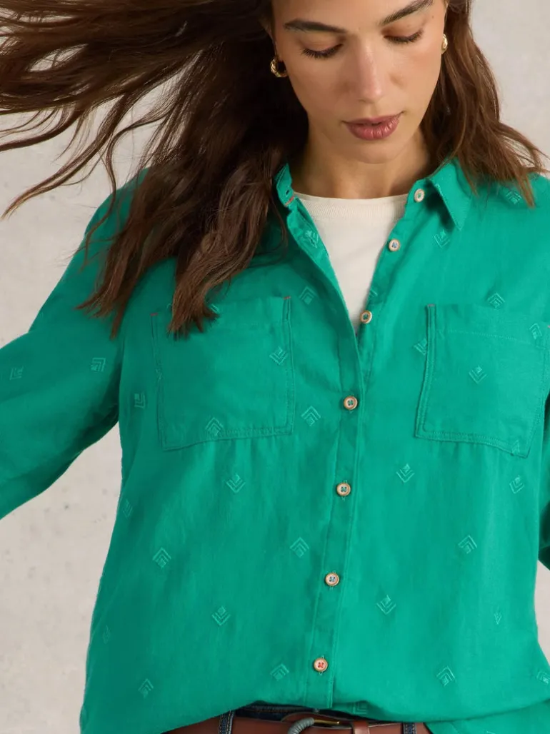 White Stuff Sophie Organic Cotton Shirt Bright Green