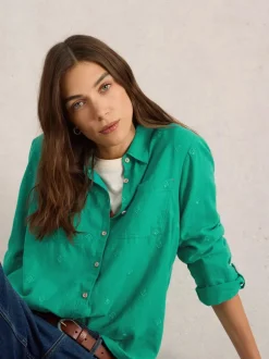 White Stuff Sophie Organic Cotton Shirt Bright Green