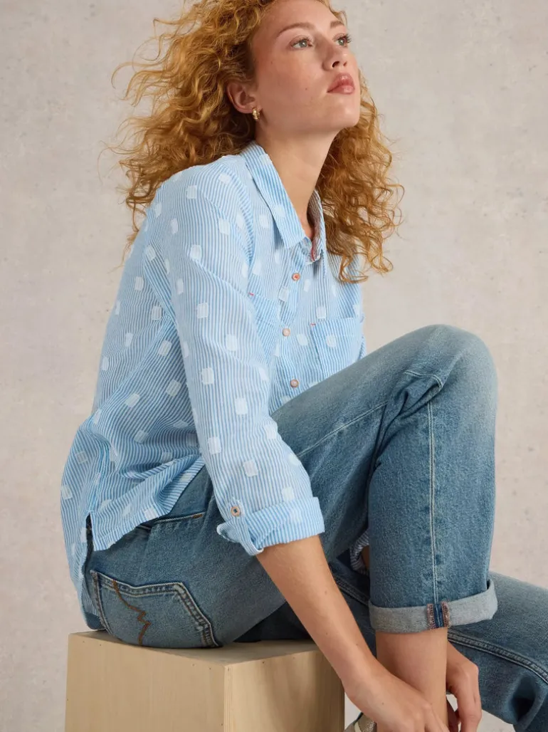 White Stuff Sophie Organic Cotton Shirt Blue MLT