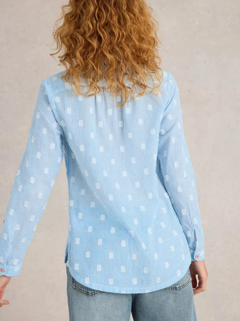 White Stuff Sophie Organic Cotton Shirt Blue MLT
