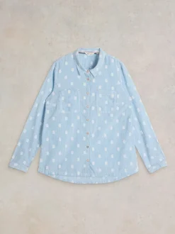 White Stuff Sophie Organic Cotton Shirt Blue MLT
