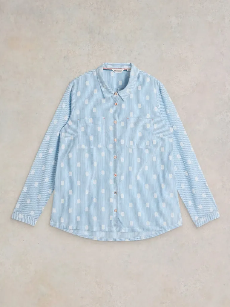White Stuff Sophie Organic Cotton Shirt Blue MLT