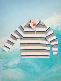 White Stuff Stripe Half Zip Sweatshirt Green