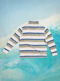 White Stuff Stripe Half Zip Sweatshirt Green
