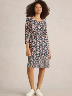 White Stuff Tallie Jersey Dress Navy Print