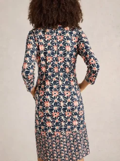 White Stuff Tallie Jersey Dress Navy Print