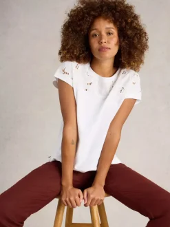 White Stuff Thea Broderie Tee Bril White