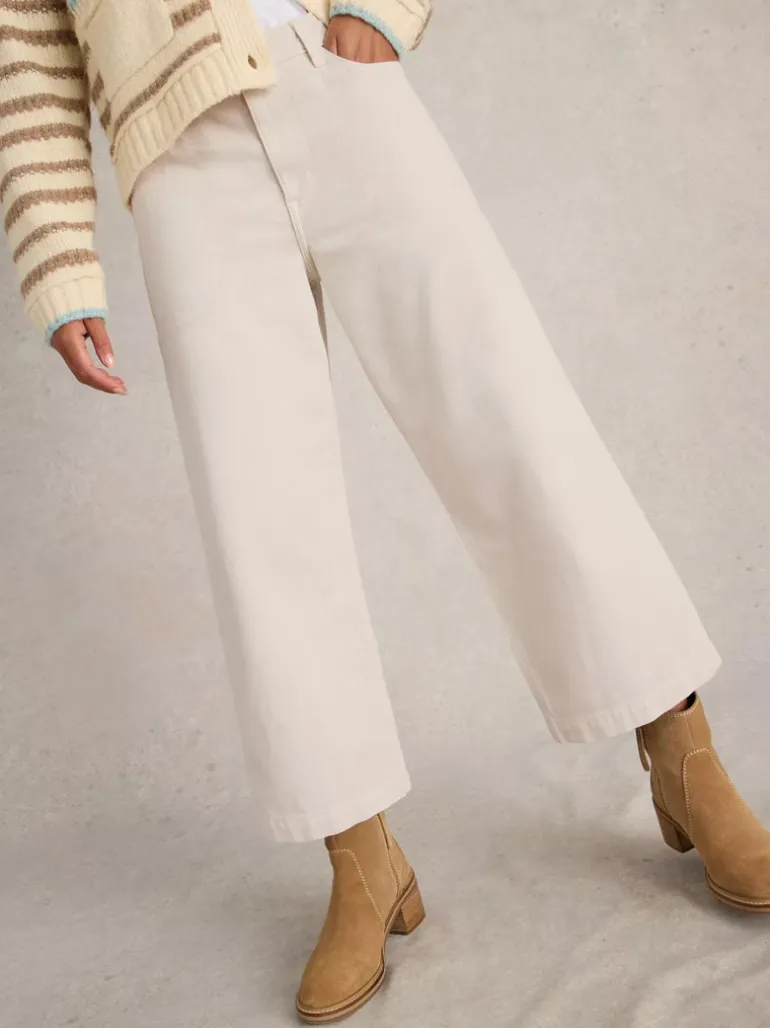 White Stuff Tia Wide Leg Crop Jean Nat White