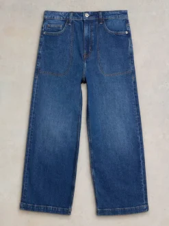 White Stuff Tia Wide Leg Crop Jean Dark Denim