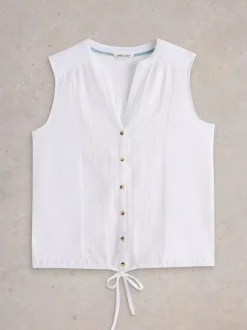 White Stuff Tulip Sleeveless Shirt Bril White