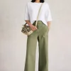 White Stuff Twister Chino Wide Leg Trouser Khaki
