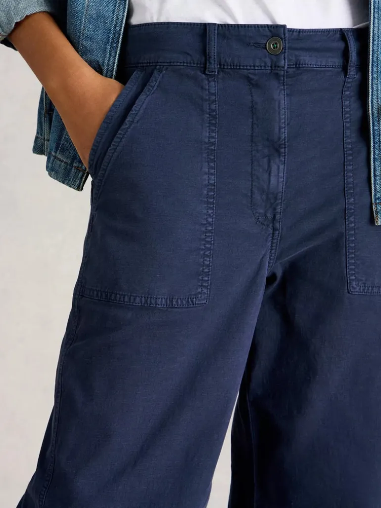 White Stuff Twister Chino Wide Leg Trouser Navy