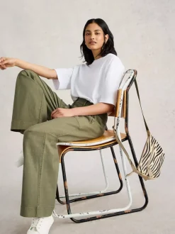 White Stuff Twister Chino Wide Leg Trouser Khaki