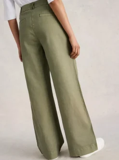 White Stuff Twister Chino Wide Leg Trouser Khaki