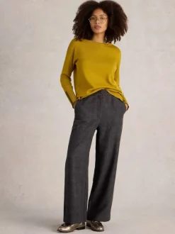 White Stuff Una Tweedy Wide Leg Trouser Black MLT
