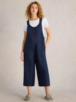 White Stuff Viola Linen Dungaree Navy