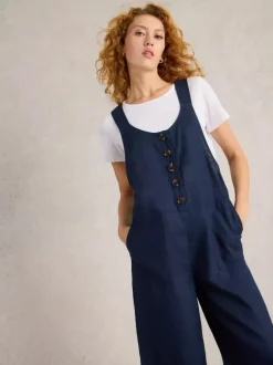 White Stuff Viola Linen Dungaree Navy