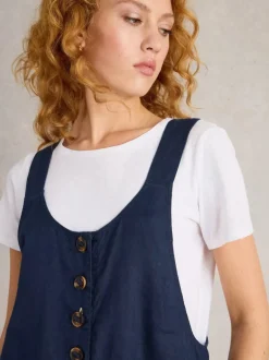 White Stuff Viola Linen Dungaree Navy